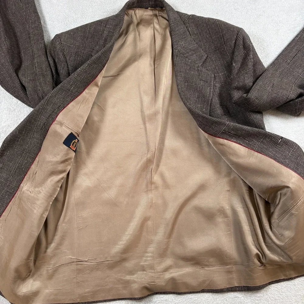 Vintage Bill Blass Brown‎ Tweed Sports Coat Mens 100% Silk Single Breasted